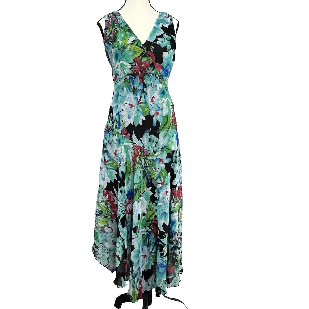 Vtg‎  Dressbarn 90s Y2K Asymmetrical Babydoll Fairy  Floral Dress Women's Sz 6